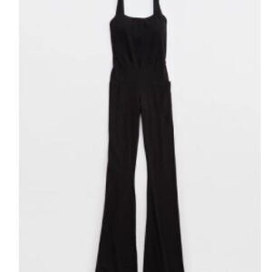 Aerie Black Real Me XTRA Bootcut Jumpsuit, Size M